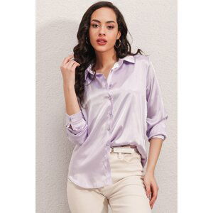 Bigdart 3964 Lightly Flowy Satin Shirt - B.lilac