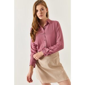 armonika Women's Pale Pink Long Sleeve Plain Shirt