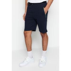 Trendyol Navy Blue Men's Regular/Real Fit Contrast Zipper Detail Shorts