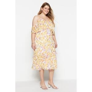 Trendyol Curve Multicolored Floral Print Woven Dress