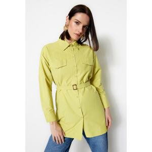 Trendyol Mustard Waist Belted Woven Shirt