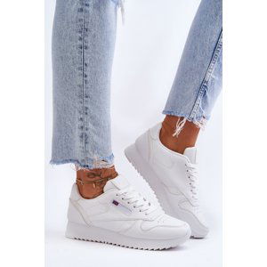 Sport shoes leather lace-up platform White Merida