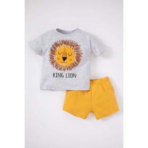 DEFACTO Baby Boy Lion Printed Short Sleeve T-Shirt Shorts 2-Pack Set