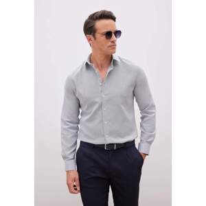 DEFACTO Slim Fit Polo Neck Textured Long Sleeve Shirt