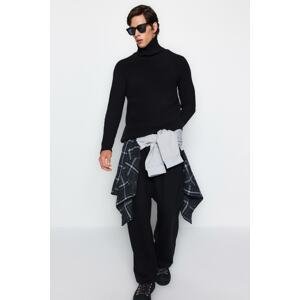 Trendyol Black Men's Slim Fit Turtleneck Raglan Sleeve Basic Knitwear Sweater