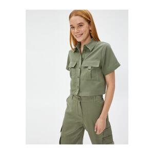 Koton Crop Safari Shirt With Pocket Modal Blend