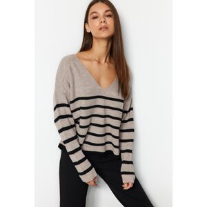 Trendyol nork super široký pruhovaný pletený sveter