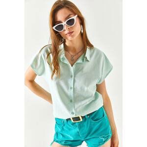 Olalook Women's Aqua Green Bat Viscose Shirt