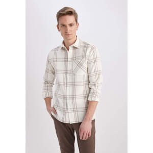 DEFACTO Modern Fit Polo Neck Long Sleeve Checkered Shirt