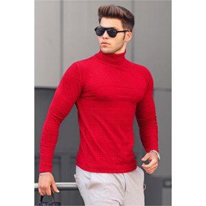 Madmext Red Turtleneck Patterned Sweater