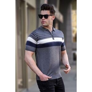 Madmext Men's Anthracite Polo Neck Zippered T-Shirt 5732