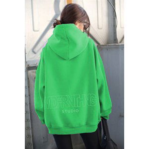 Madmext Mad Girls Green Printed Oversized Sweatshirt