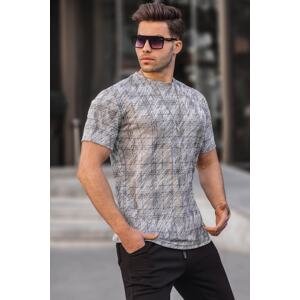Madmext Gray Patterned Crew Neck Men's T-Shirt 6070