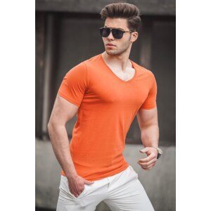 Madmext V-neck Orange T-shirt 2309