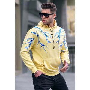 Madmext Yellow Printed Men's Sweatshirt 5286