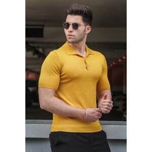 Madmext Men's Yellow Polo Neck Tricot T-Shirt 5078