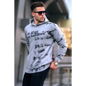 Madmext Dyed Gray Printed Hoodie Sweatshirt 5897