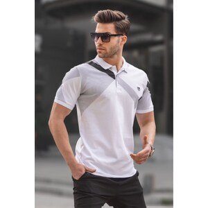 Madmext White Patterned Polo Neck Men's T-Shirt 6081