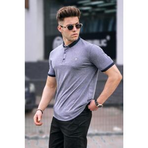 Madmext Navy Blue Polo Collar Basic Men's T-Shirt