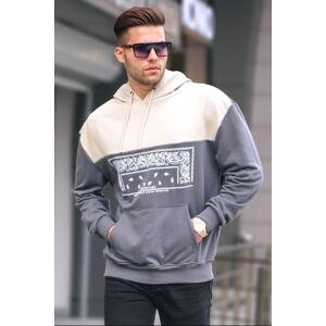 Madmext Smoked Hooded Patterned Sweatshirt 6022