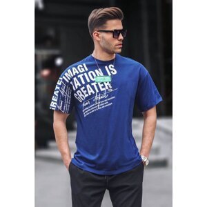 Madmext Men's Navy Blue Printed T-Shirt 6073