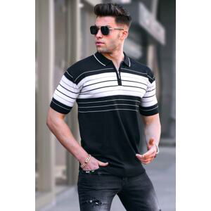 Madmext Men's Black Polo Neck Zipper T-Shirt 5733