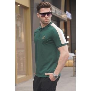 Madmext Green Striped Polo Neck Men's T-Shirt 5215