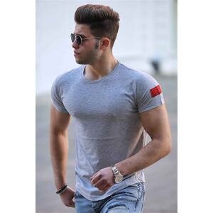 Madmext Ripped Detailed Gray T-Shirt 2883