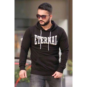 Madmext Printed Black Hooded Sweatshirt 4175