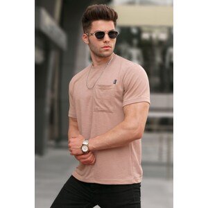 Madmext Beige Basic Pocket T-Shirt 5880