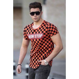 Madmext Checkerboard Print Orange T-Shirt 2621