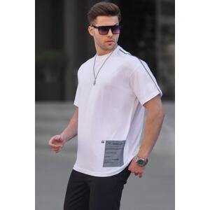 Madmext Men's White Printed Over Fit T-Shirt 6111