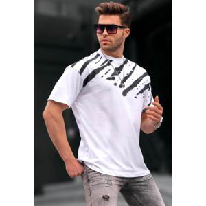 Madmext Men's White Patterned Over Fit T-Shirt 6116