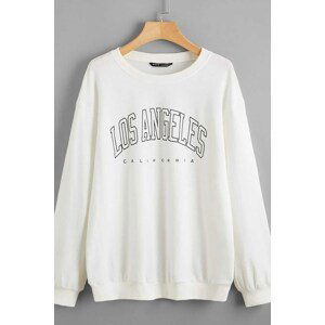 Madmext Mad Girls White Printed Oversize Sweatshirt Womens Mg780