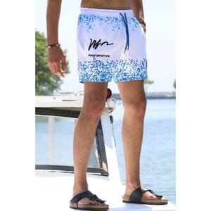 Madmext Blue Printed Swim Shorts with Pocket 5782