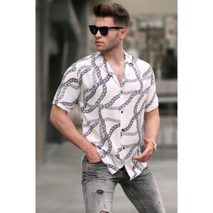 Madmext White Patterned Short Sleeve Shirt 5552