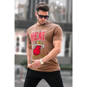 Madmext Men's Light Brown Printed Regular Fit T-Shirt 5812