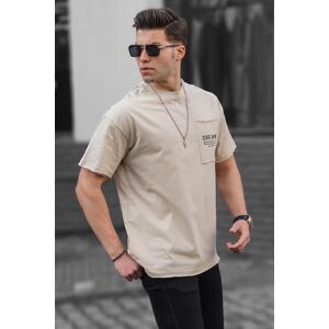 Madmext Beige Printed Oversized Men's T-Shirt