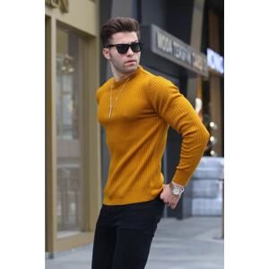 Madmext Mustard Crew Neck Knitwear Sweater 5183