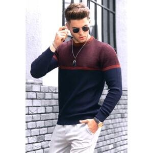 Madmext Men's Navy Color Block Sweater 4734