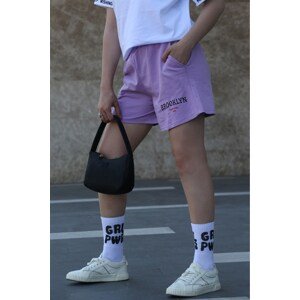 Madmext Mad Girls Lilac Printed Shorts