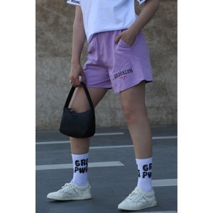 Madmext Mad Girls Lilac Printed Shorts