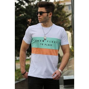 Madmext Men's Printed White T-Shirt 4499