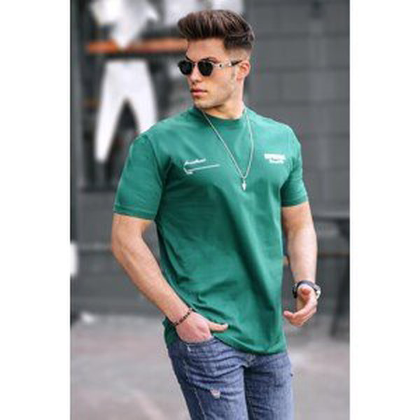 Madmext Men's Printed Green T-Shirt 5805