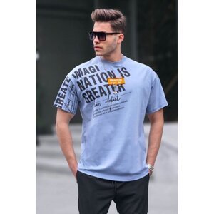 Madmext Men's Blue Printed T-Shirt 6073
