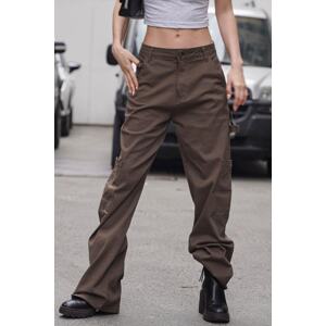 Madmext Brown Straight Fit Cargo Pants