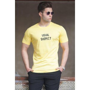 Madmext Men's Yellow Printed T-Shirt 5275