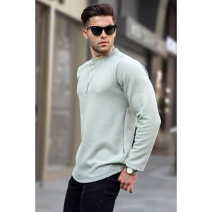 Madmext Green Crew Neck Regular Fit Basic Sweatshirt 6023