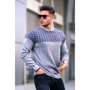 Madmext Men's Gray Patterned Knitted Sweater 5977