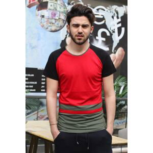 Madmext Strip Detail Red T-Shirt 3014